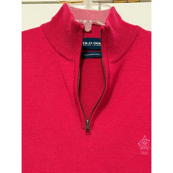 Ralph Lauren Polo Golf 1/4 Zip Sweater Wool Vest, Hot Pink, AAC, Size L - Picture 3 of 5